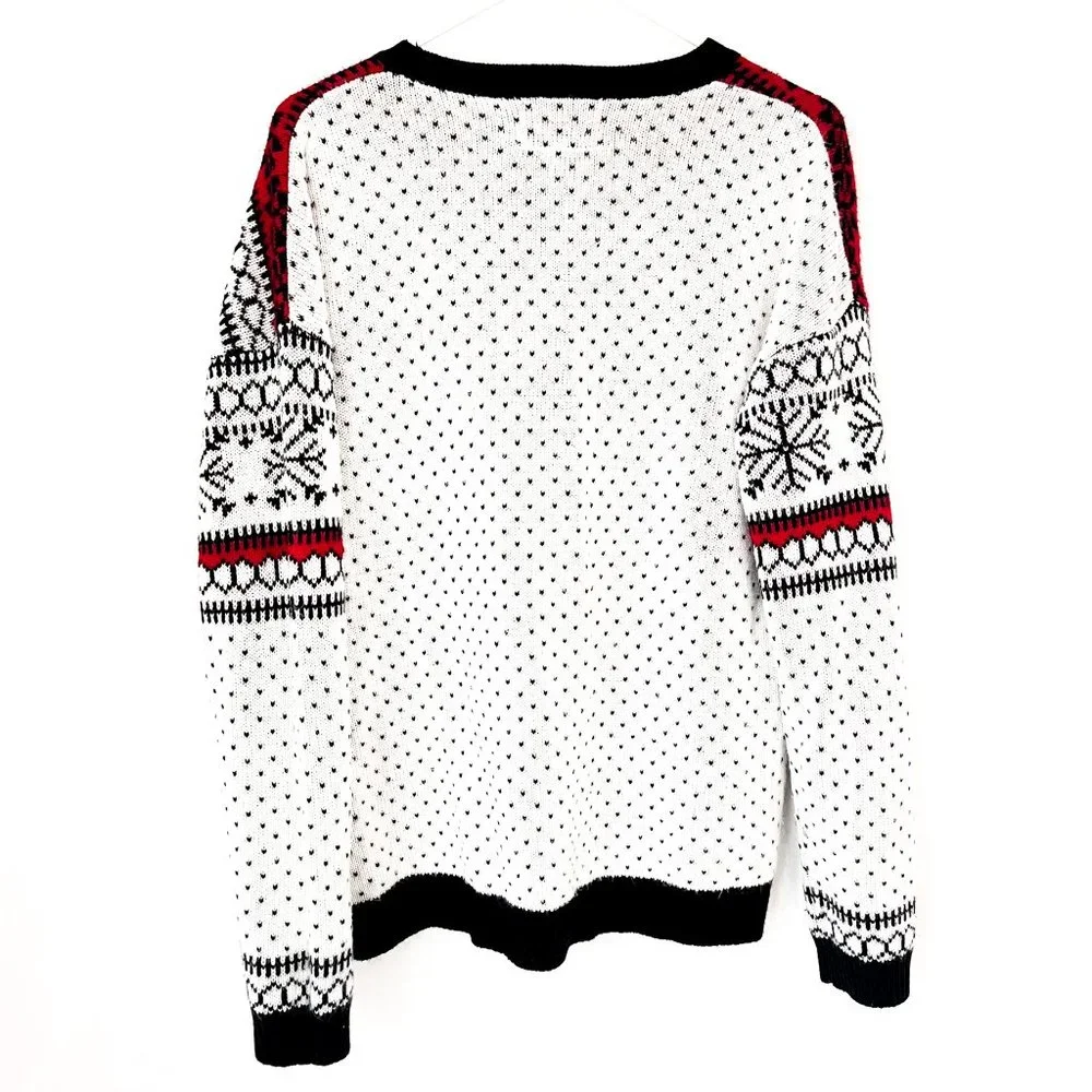 vintage christmas reindeer snowflake sweater L - Picture 3 of 4